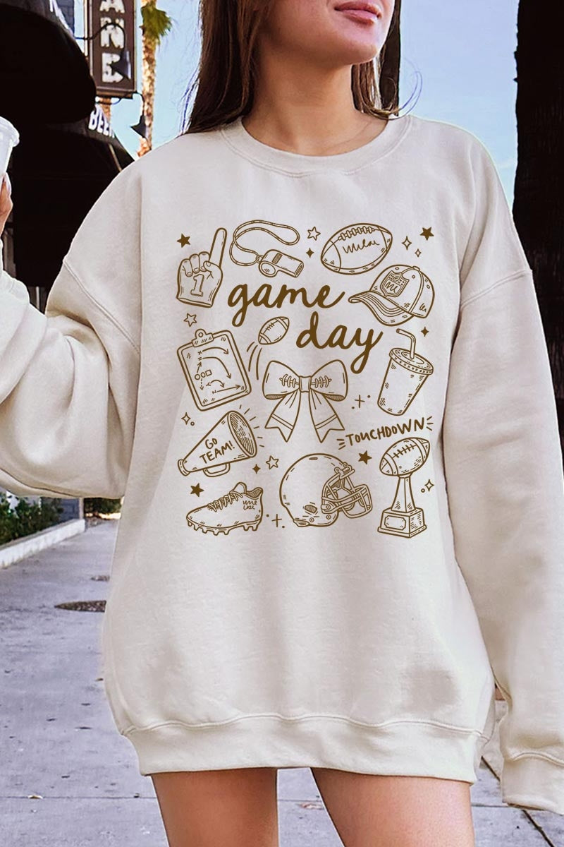 UL180P-E3081 Football Doodles Graphic Plus Sweatshirt $25