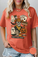 5000-E3107 Spooky Western Skeleton Graphic Heavy Cotton Tee $9