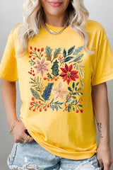 5000-E3186 Floral Christmas Graphic Heavy Cotton Tee $9