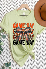 US3001P-E3088 Orange Black Football Game Day Bow Plus Tee $16