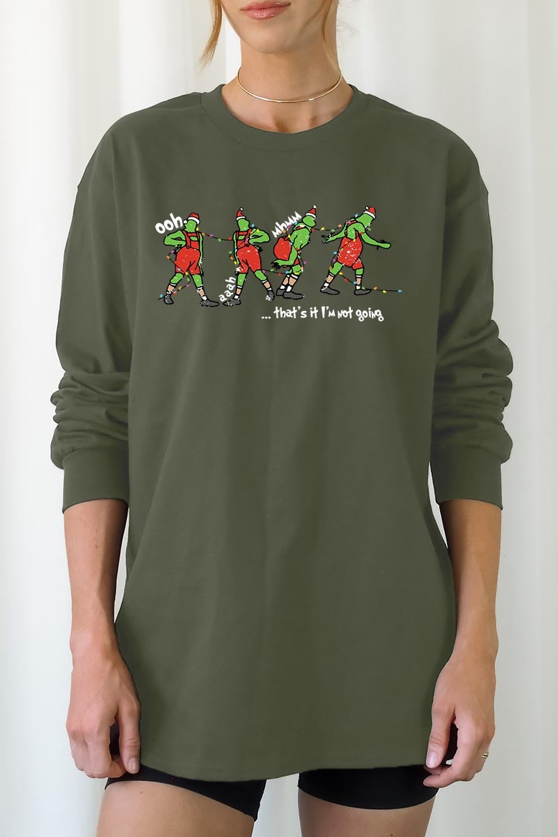 UL240P-E3203 Grinch Dance Funny Christmas Graphic Plus Long Sleeve Tee $17