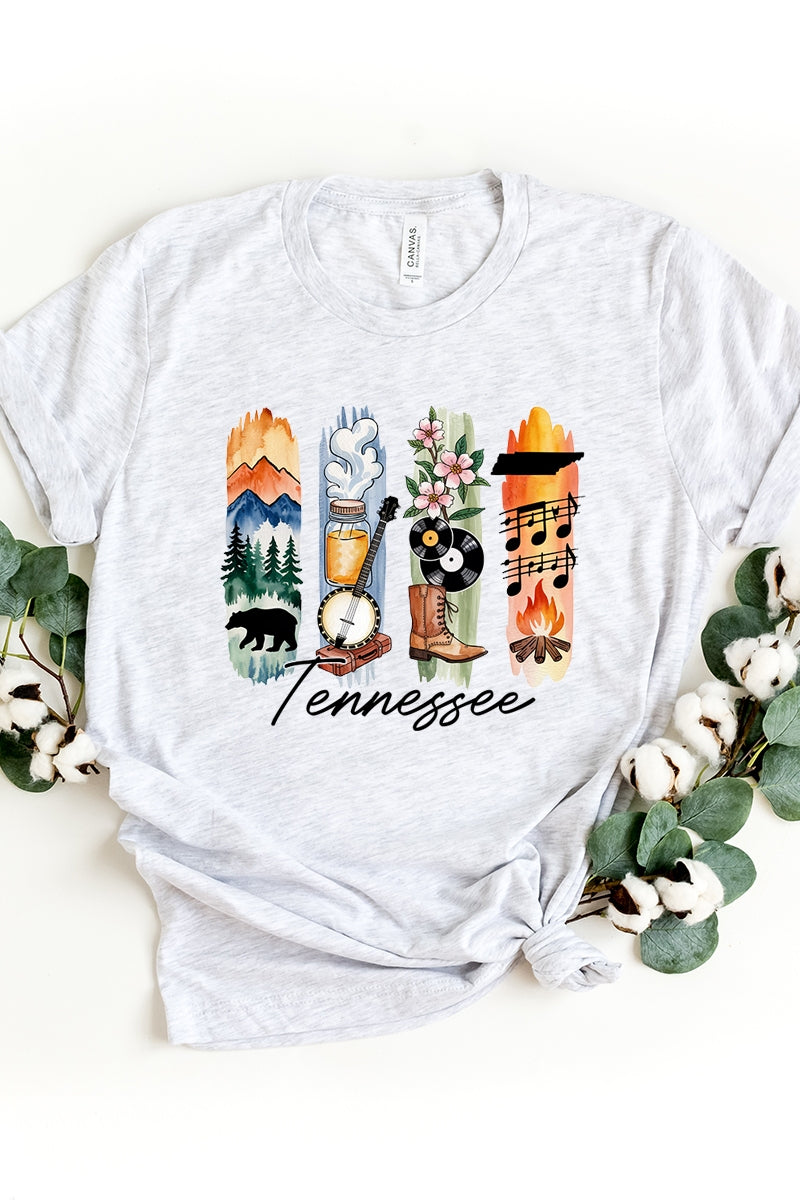 US3001-E3061TN Tennessee State Brushstroke Graphic Tee $12.5