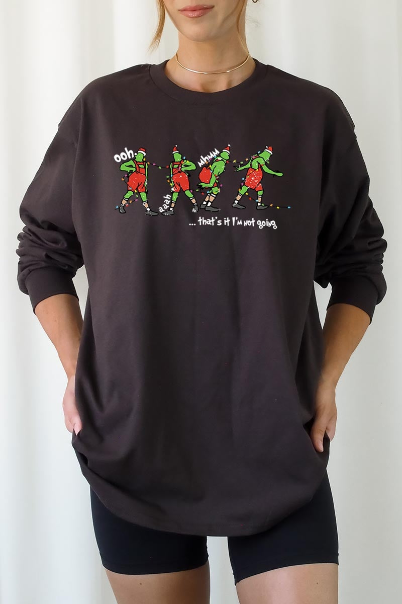 UL240P-E3203 Grinch Dance Funny Christmas Graphic Plus Long Sleeve Tee $17