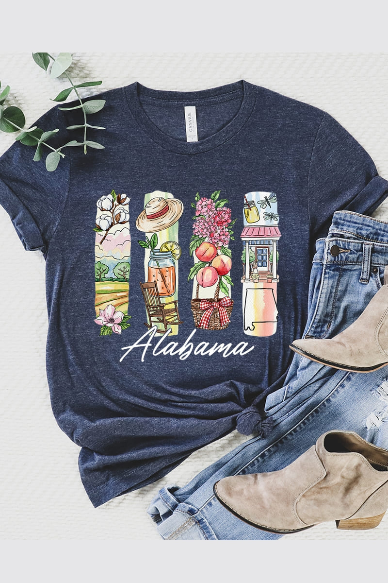 US3001-E3061AL Alabama State Brushstroke Graphic Tee $12.5