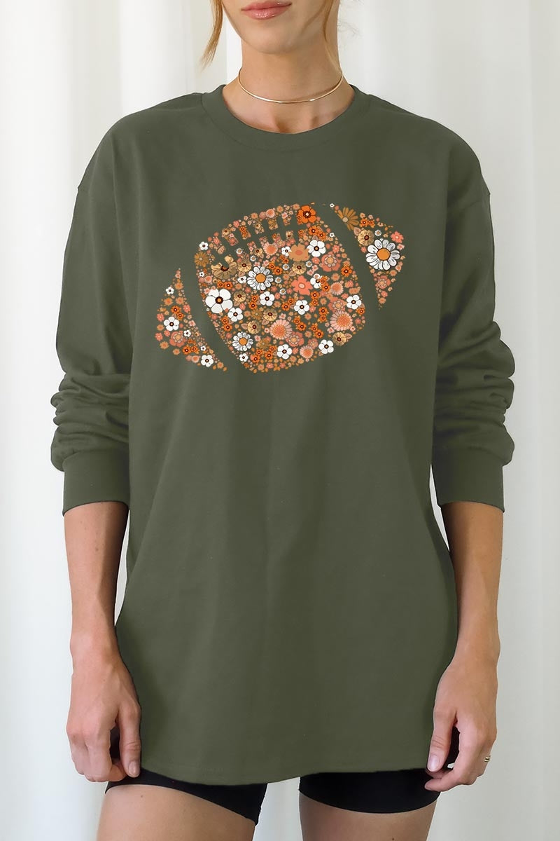 UL240P-E3133 Floral Football Graphic Plus Long Sleeve Tee $17