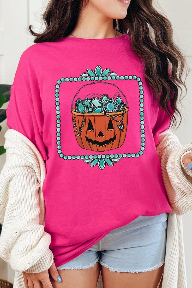 5000-E3140 Halloween turquoise pumpkin Heavy Cotton Tee $9