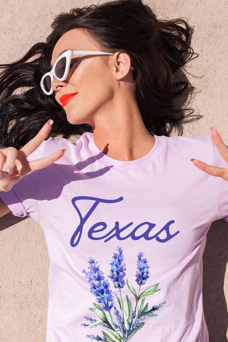 US3001-E3060 Texas Bluebonnet Graphic Tee $12.5