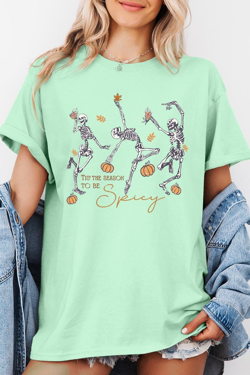 5000-E3123 Halloween Skeleton Graphic Heavy Cotton Tee $9
