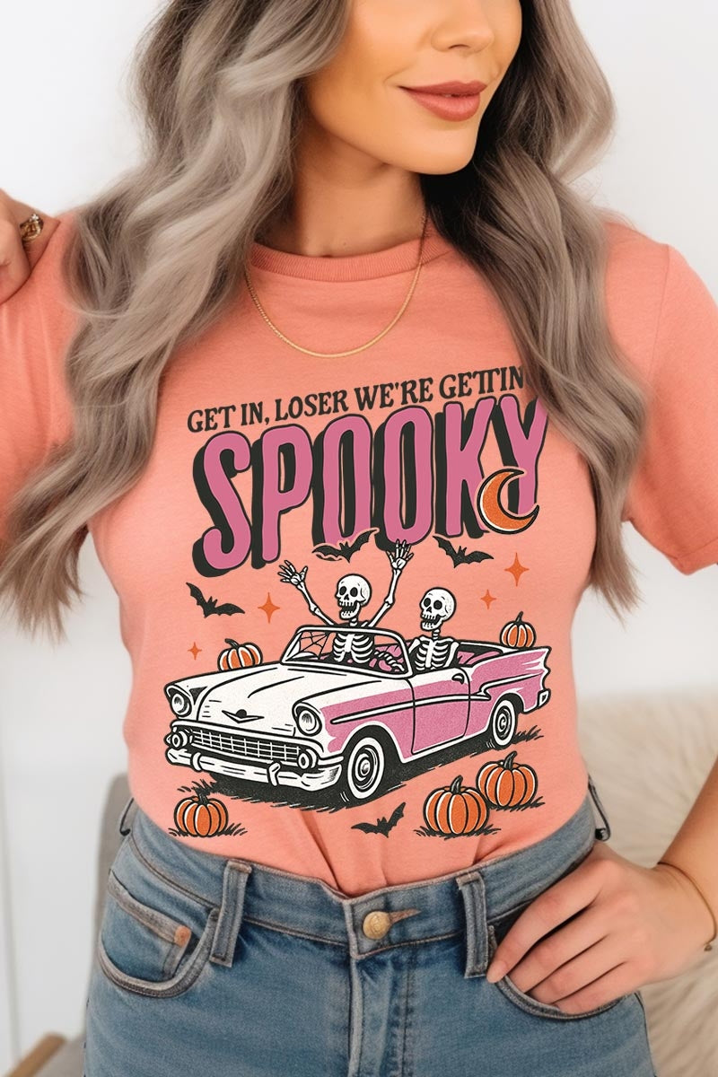 US3001-E3142 Spooky Skeleton Graphic Tee $12.5