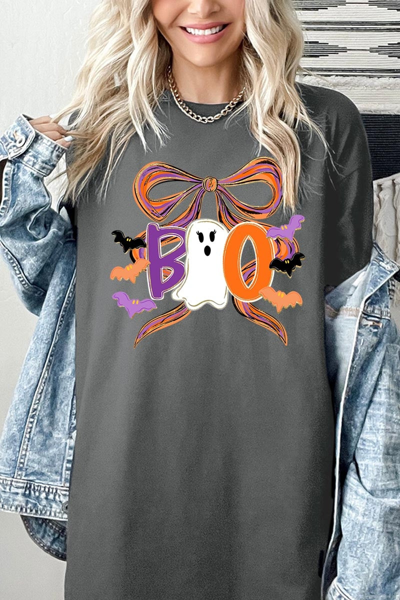 5000P-E3120 Boo Brushstroke Bow Graphic Plus Heavy Cotton Tee $12.75
