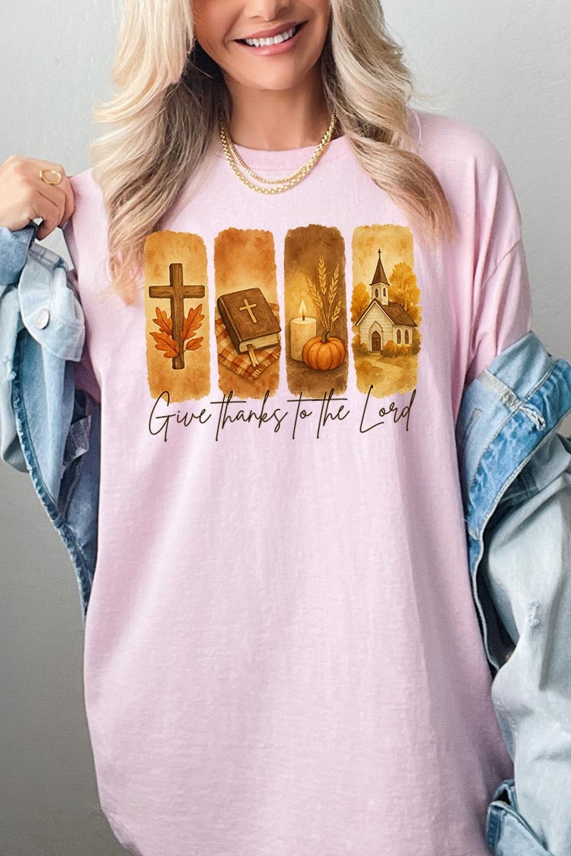 5000P-E3169 Give Thanks To The Lord Graphic Plus Heavy Cotton Tee $12.75