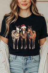 US3001P-E3182 Christmas Horses Graphic Plus Tee $16