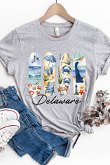 US3001P-E3061DE Delaware State Brushstroke Graphic Plus Tee $16