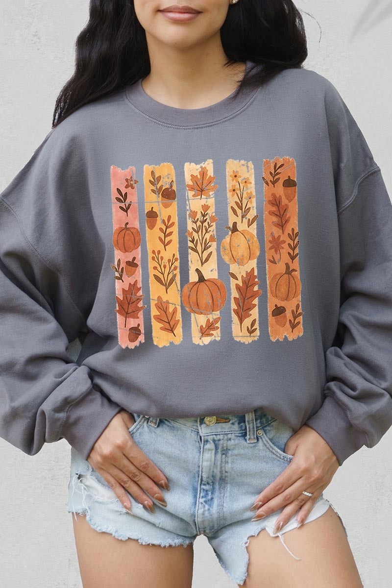 UL180-E3110 Brushstroke Boho Fall Graphic Sweatshirt $20