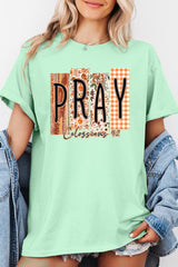 5000-E3166 Pray Fall Christian Graphic Heavy Cotton Tee $9