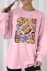 UL240P-E3072 Retro Floral Football Graphic Plus Long Sleeve Tee $17