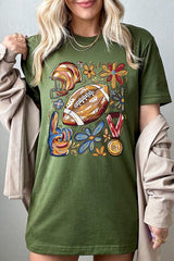US3001P-E3072 Retro Floral Football Graphic Plus Tee $16