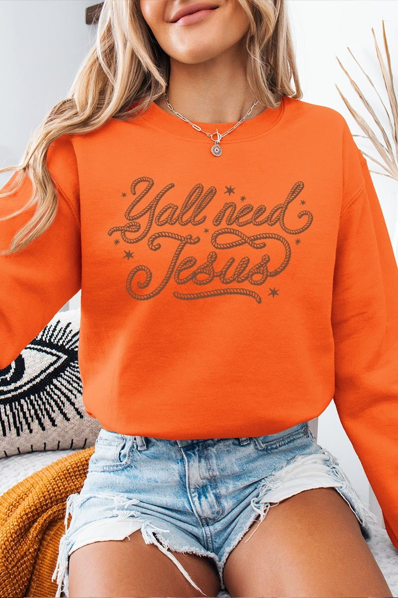 UL180-E3115 Y'all Need Jesus Graphic Sweatshirt $20