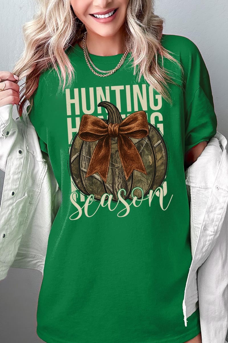 5000P-E3190 Hunting Pumpkin Bow Graphic Plus Heavy Cotton Tee $12.75