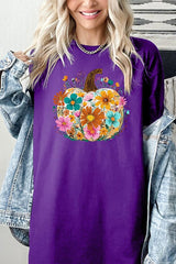 5000-E3118 Floral Pumpkin Graphic Heavy Cotton Tee $9