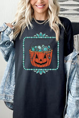 5000P-E3140 Halloween turquoise pumpkin Plus Heavy Cotton Tee $12.75