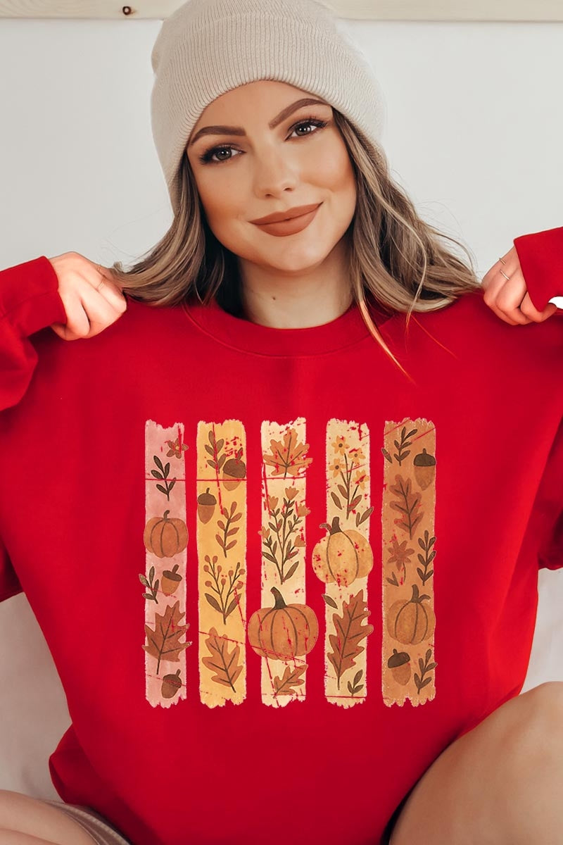 UL180-E3110 Brushstroke Boho Fall Graphic Sweatshirt $20