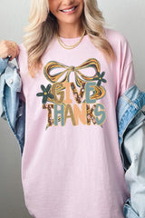 5000P-E3154 Give Thanks Bow Graphic Plus Heavy Cotton Tee $12.75