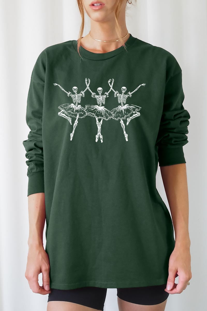 UL240-E3156 Halloween Ballerina Graphic Long Sleeve Tee $13.75
