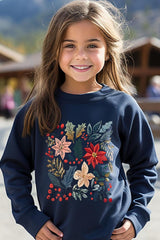 UL180B-E3186Z Floral Christmas Kids Graphic Sweatshirt $20
