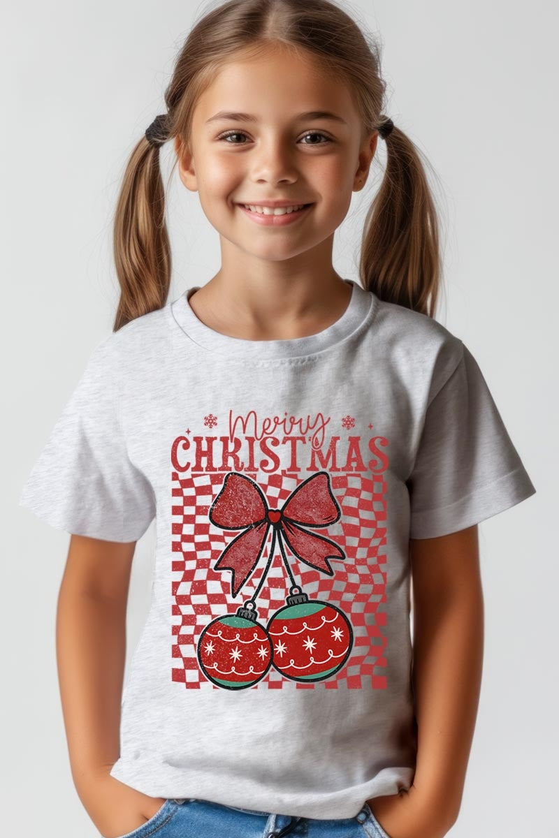 US3001Y-E3196Z Cherry Ornament Christmas Kids Graphic Tee $11