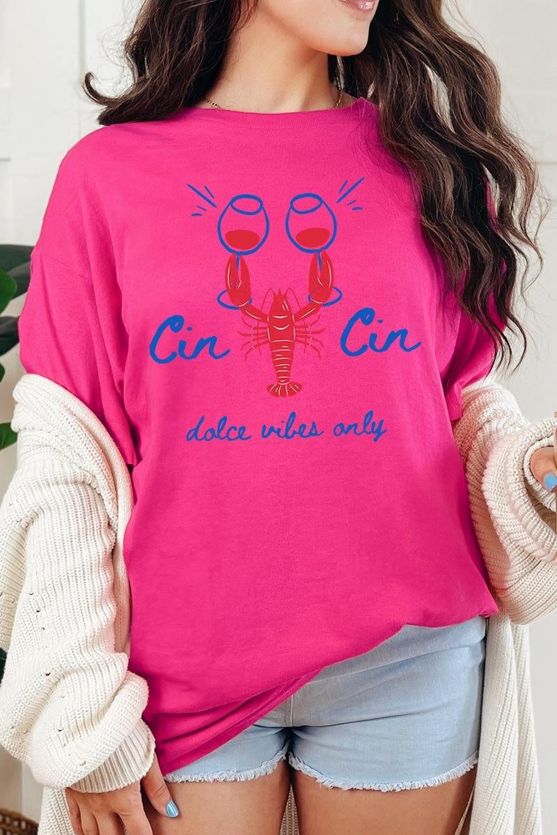 5000P-E3069 Cin Cin Lobster Graphic Plus Heavy Cotton Tee $12.75