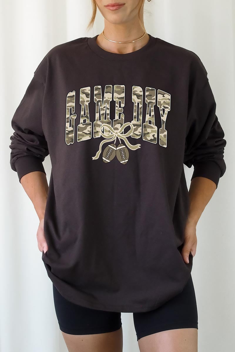 UL240-E3131 Football Game Day Camo Graphic Long Sleeve Tee $13.75