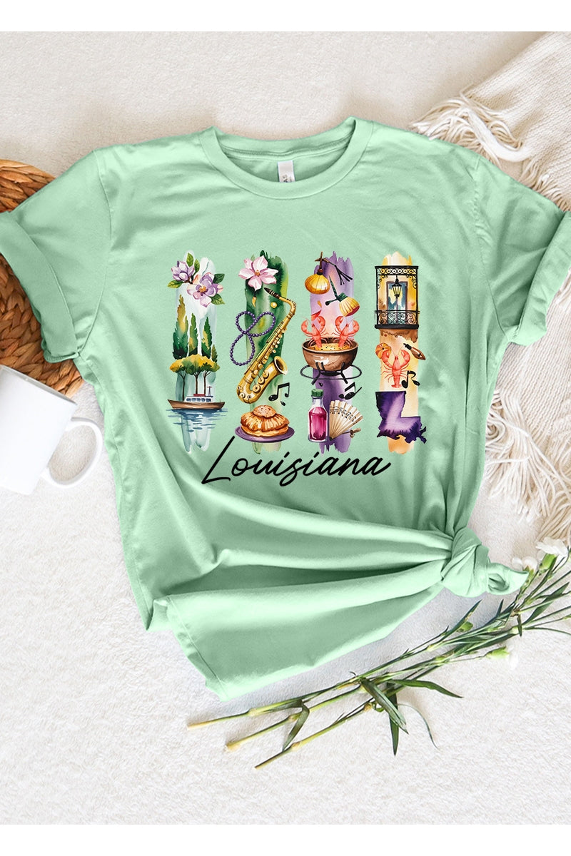 US3001-E3061LA Louisiana State Brushstroke Graphic Tee $12.5