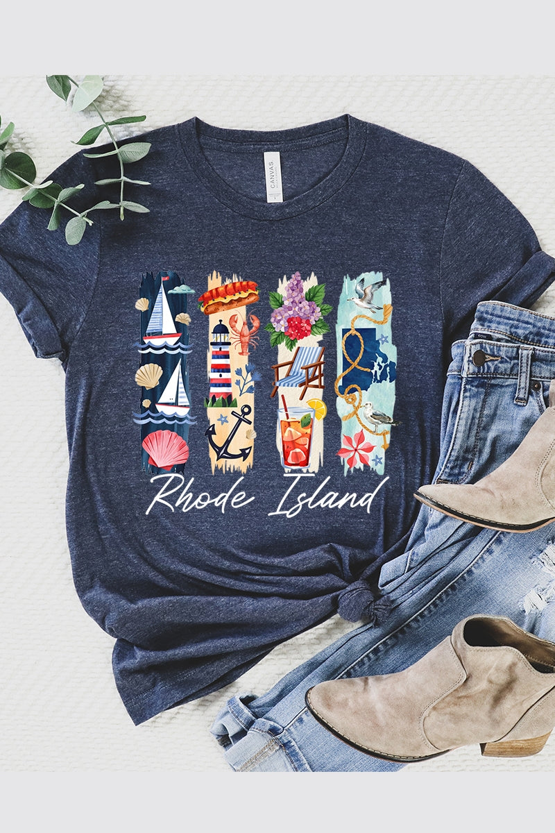 US3001P-E3061RI Rhode Island State Brushstroke Graphic Plus Tee $16
