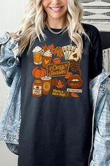 5000-E3119 Retro Fall Collage Graphic Heavy Cotton Tee $9