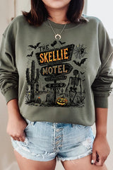 UL180P-E3108 Skellie Motel Halloween Graphic Plus Sweatshirt $25