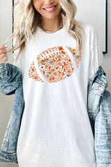 5000P-E3133 Floral Football Graphic Plus Heavy Cotton Tee $12.75