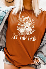 US3001P-E3116 God Is Good Floral Graphic Plus Tee $16