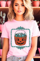 US3001P-E3140 Halloween turquoise pumpkin Graphic Plus Tee $16