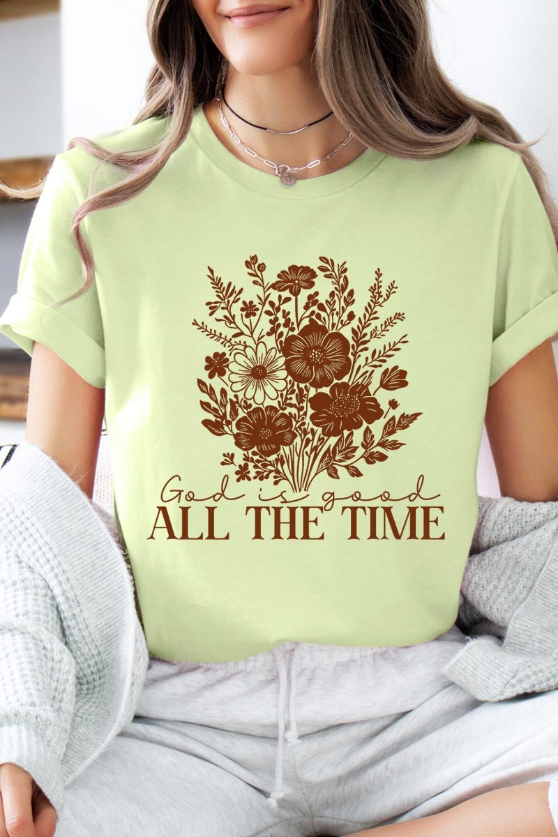 US3001-E3116 God Is Good Floral Graphic Tee $12.5