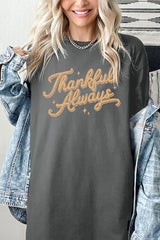 5000P-E3168 Thankful Always Graphic Plus Heavy Cotton Tee $12.75