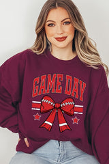 UL180P-E3062 Red Game Day Football Bow Graphic Plus Sweatshirt $25