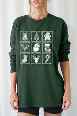 UL240-E3215 Christmas Icons Graphic Long Sleeve Tee $13.75