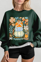UL180-E3153 Floral Pumpkin Stack Graphic Sweatshirt $20