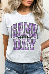 US3001P-E3127 Purple Gingham Game Day Graphic Plus Tee $16