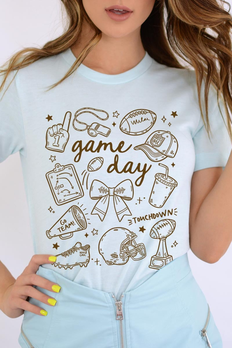 US3001P-E3081 Football Doodles Graphic Plus Tee $16