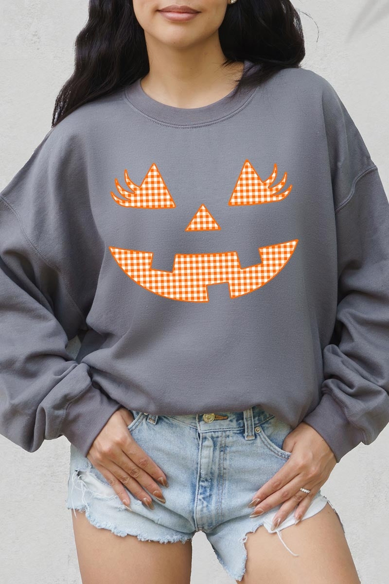 UL180-E3148 Cute Pumpkin Halloween Graphic Sweatshirt $20