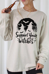 UL240P-E3161 Local Witches Halloween Graphic Plus Long Sleeve Tee $17