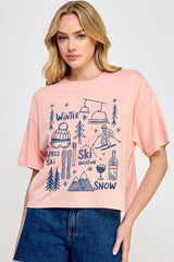 CTS-E3188 Ski Doodle Graphic Relaxed Crop Top $11