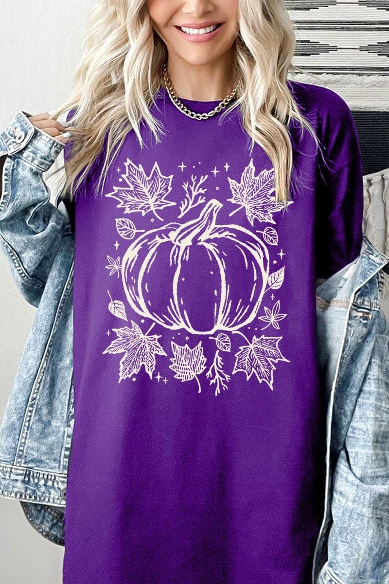 5000-E3162 Fall Pumpkin Graphic Heavy Cotton Tee $9